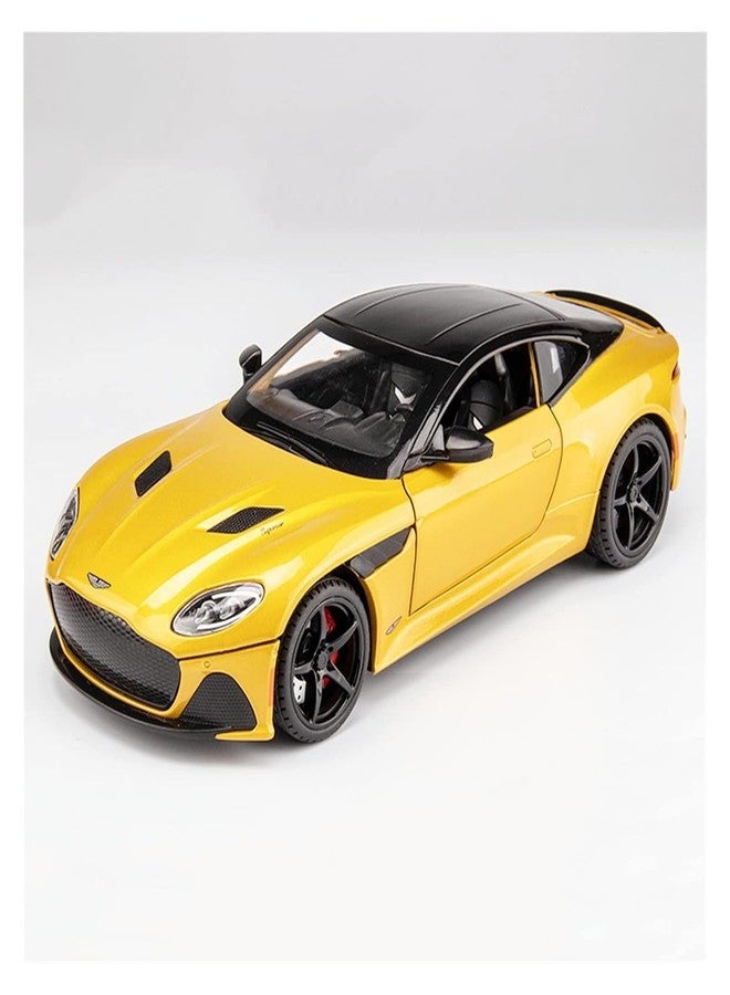 PEZYOX Scale Exclusive Alloy Metal Pull Back Die-cast Car Model with Sound Light Mini Auto Toy for Kids Metal Model Toy Car with Sound and Light (1.22 Scale- Aston Martin -Yellow) - Image 1